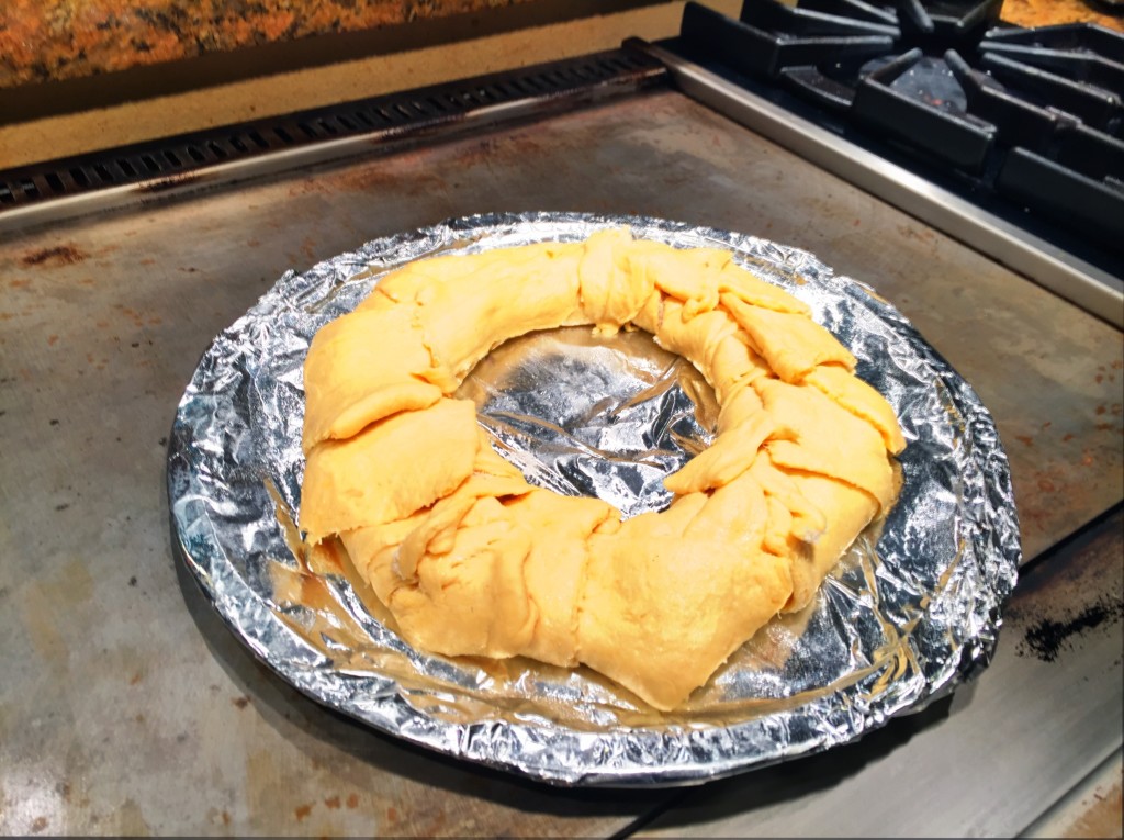 Image of the protein king cake ready to go into the oven