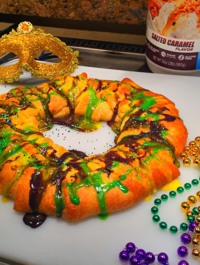 Image of High protein Mardi Gras king cake recipe